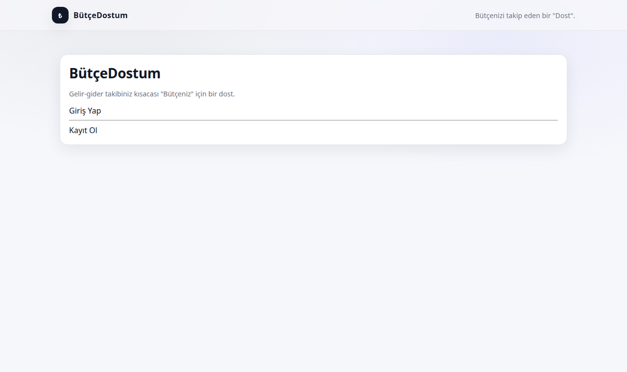 BütçeDostum budget application login screen