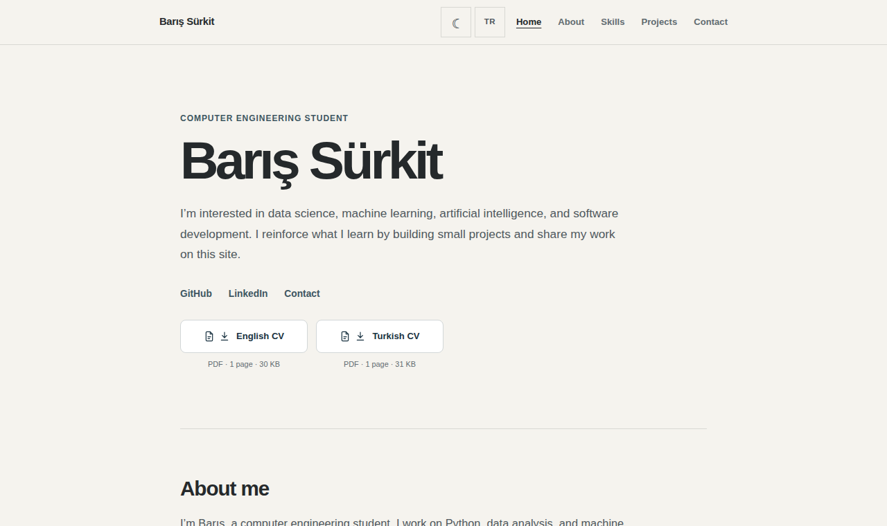 Portfolio website screenshot
